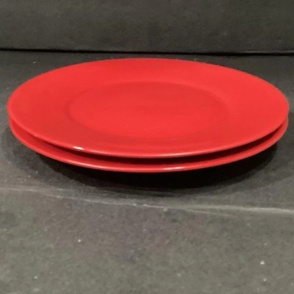 Tabletops‎ Gallery Misto Red Salad Plates, Set of 2, Hand-Painted Stoneware